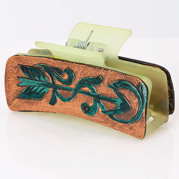 Beautifully Hand Tooled Women Ladies Hair Band Clip Clutcher by Hilason – Cowboy and equestrian accessories