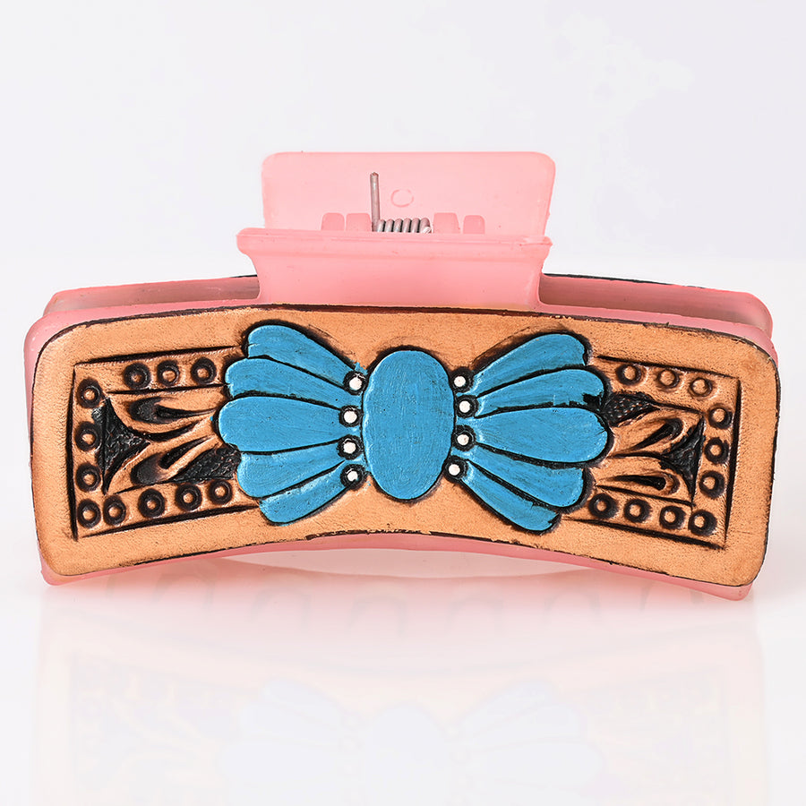 American Darling Beautifully Hand Tooled Women Ladies Hair Band Clip Clutcher Gift For Girls | Genuine Leather Claw Western