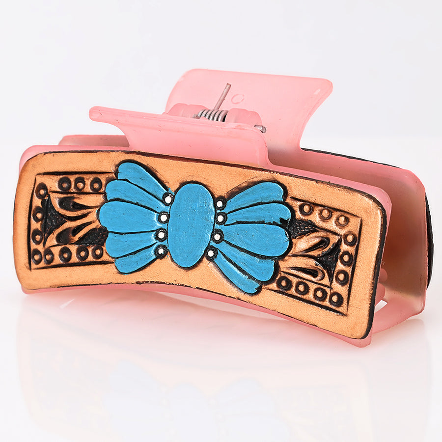 American Darling Beautifully Hand Tooled Women Ladies Hair Band Clip Clutcher - Uhorse