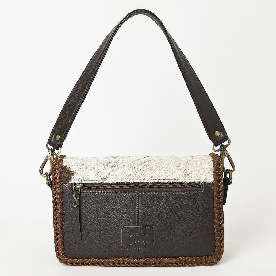 American Darling Shoulder Bag Western Hair-On Cowhide Genuine Leather Handcrafted Purse with Braided Trim and YKK Zipper