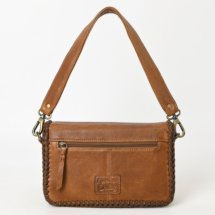 American Darling Shoulder Bag Western Genuine Leather Handcrafted Purse with Braided Trim Accents and YKK Zipper