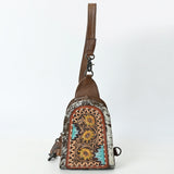 American Darling Sling Beautifully Hand Tooled  Hair-On Genuine Leather women bag western handbag purse