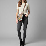 American Darling Sling Beautifully Hand Tooled Hair-On Genuine Leather women bag western handbag purse | Fanny Pack for