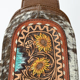 American Darling Sling Beautifully Hand Tooled Hair-On Genuine Leather women bag western handbag purse | Fanny Pack for