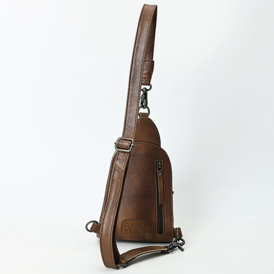 American Darling Sling Beautifully Hand Tooled Hair-On Genuine Leather women bag western handbag purse | Fanny Pack for