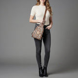 American Darling Sling Beautifully Hand Tooled Hair-On Genuine Leather women bag western handbag purse | Fanny Pack for