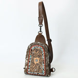 American Darling Sling Beautifully Hand Tooled  Hair-On Genuine Leather women bag western handbag purse