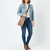 American Darling Sling Beautifully Hand Tooled Hair-On Genuine Leather women bag western handbag purse | Fanny Pack for