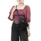 American Darling Sling Hair-On Crocodile embossed Genuine Leather women bag western handbag purse