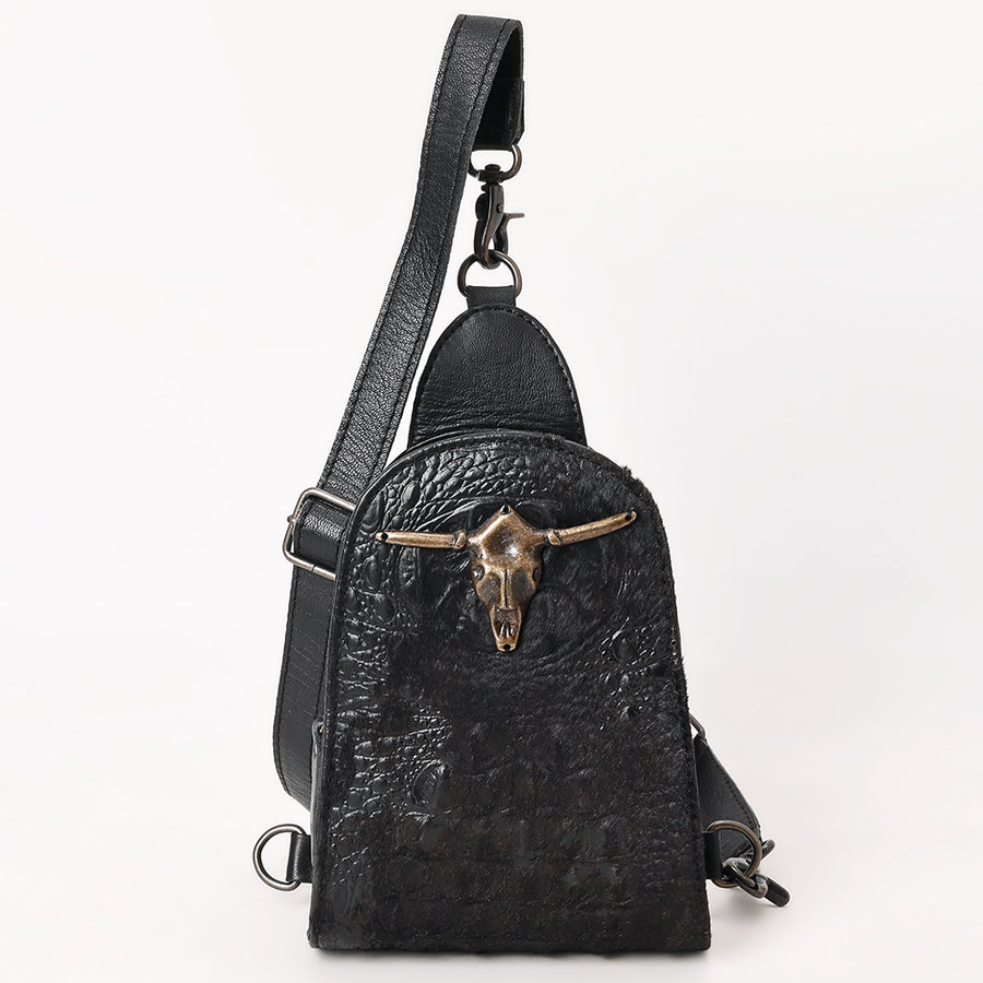 American Darling Sling Hair-On Crocodile Embossed Genuine Leather Women Bag Western Handbag Purse |Sling | for