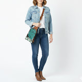 American Darling Sling Hair-On Crocodile Embossed Genuine Leather Women Bag Western Handbag Purse |Sling | for