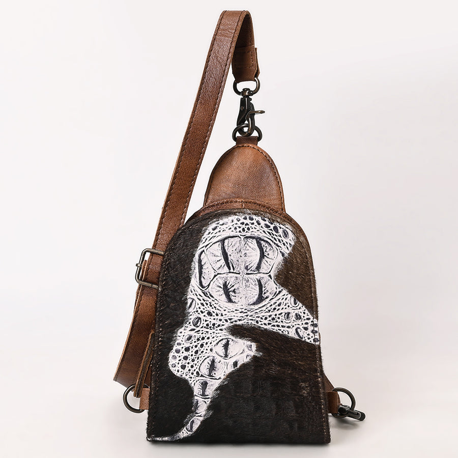 American Darling Sling Hair-On Crocodile Embossed Genuine Leather Women Bag Western Handbag Purse |Sling | for