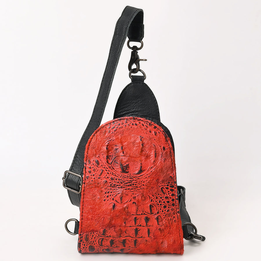American Darling Sling Hair-On Crocodile Embossed Genuine Leather Women Bag Western Handbag Purse |Sling | for