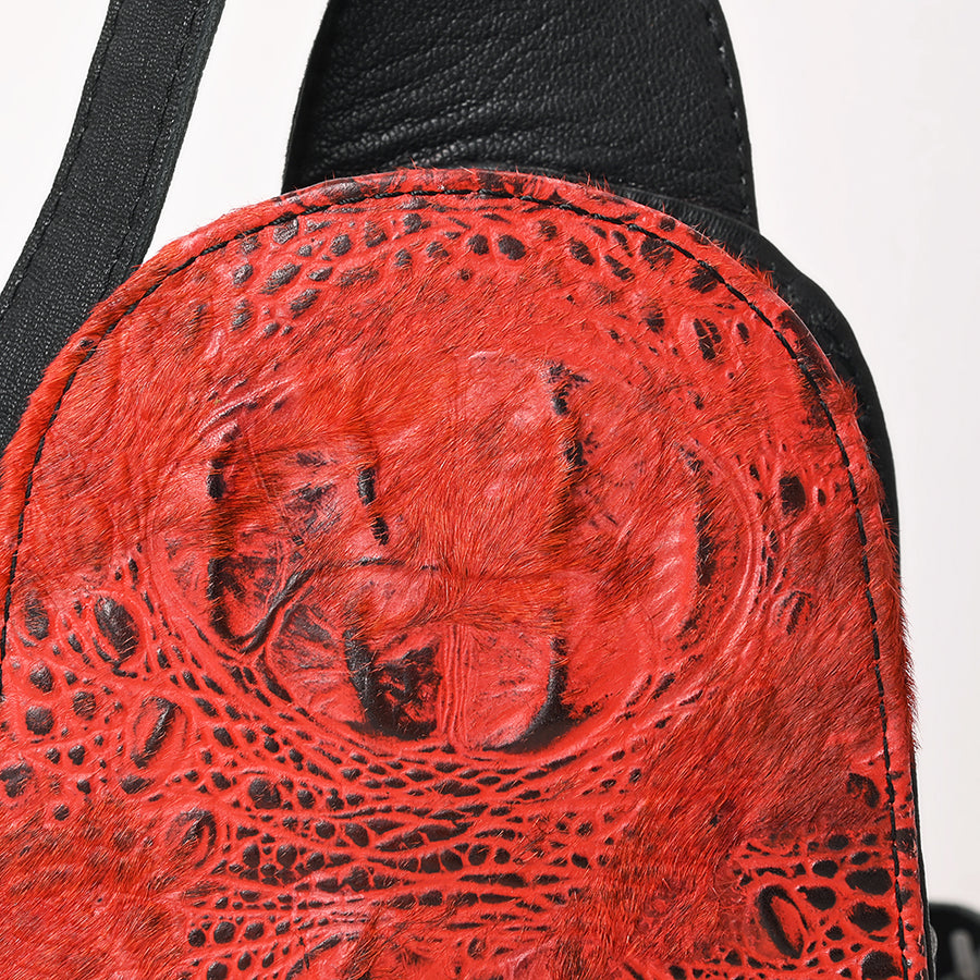 American Darling Sling Hair-On Crocodile Embossed Genuine Leather Women Bag Western Handbag Purse |Sling | for
