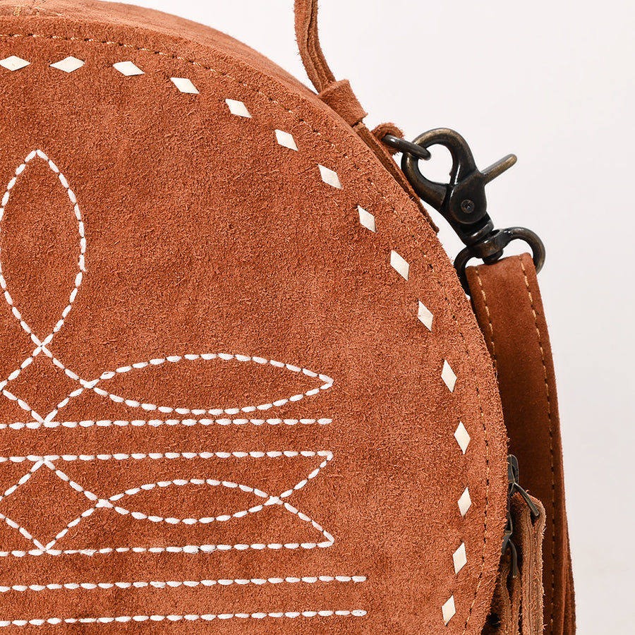 American Darling Genuine Suede Leather Women Canteen Bag Western Handbag Purse | Travel Clutch