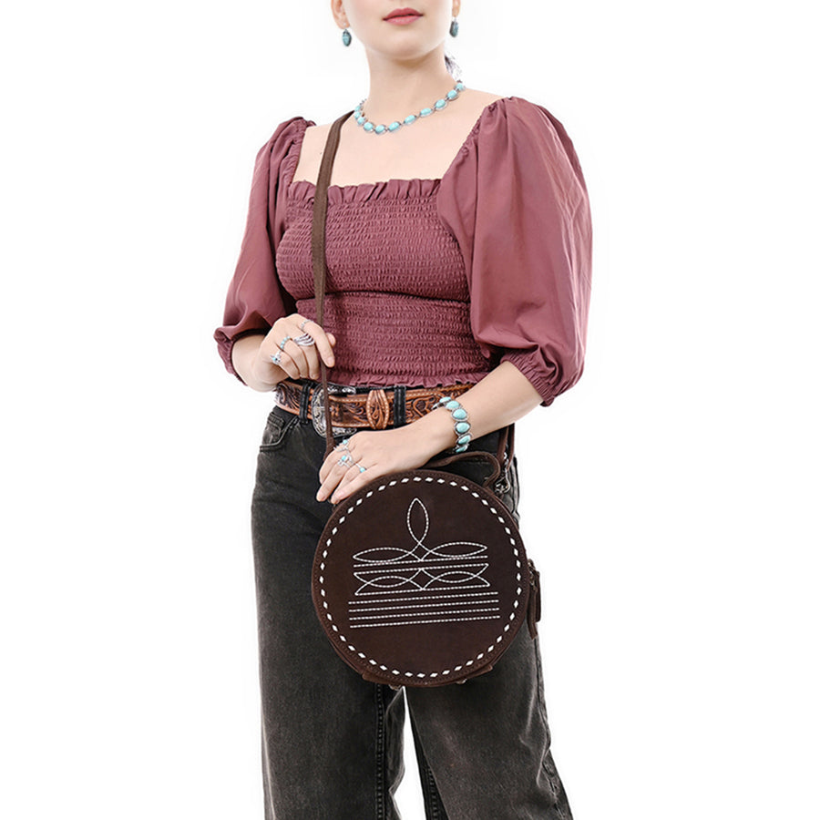 American Darling Genuine Suede Leather Women Canteen Bag Western Handbag Purse | Travel Clutch