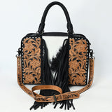 American Darling Tote Beautifully Hand Tooled  Hair-On Genuine Leather women bag western handbag purse