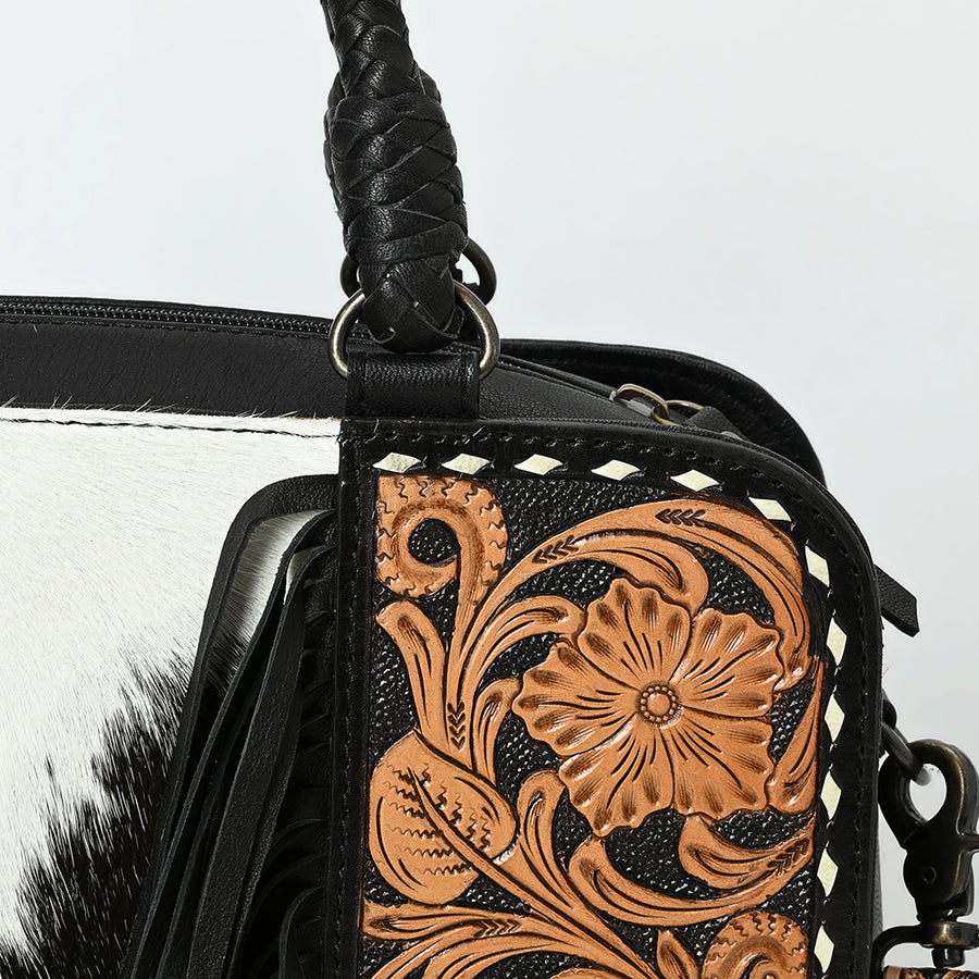 American Darling Tote Beautifully Hand Tooled Hair-On Genuine Leather women bag western handbag purse Travel Bags College