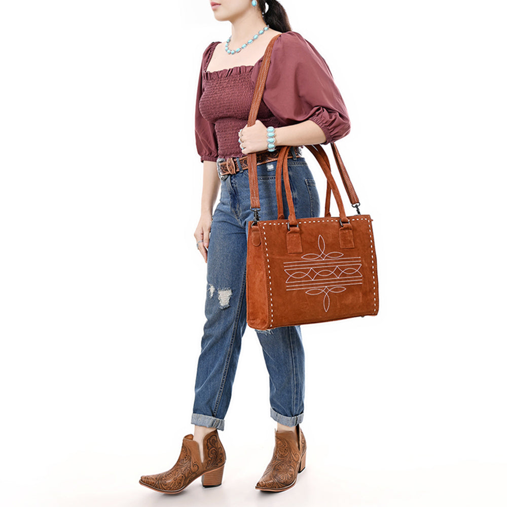American Darling Tote Genuine Suede Leather Women Bag Western
