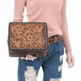 American Darling Jewelry Case Hand Tooled Genuine Leather Women Bag Western Handbag Purse