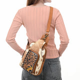 American Darling Adbga608 Sling Hand Tooled Hair-On Genuine Leather Women Bag Western Handbag Purse