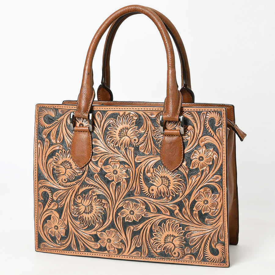 ADBGM463 Tote Beautifully Hand Tooled Genuine Leather women bag by Hilason – Cowboy and equestrian accessories