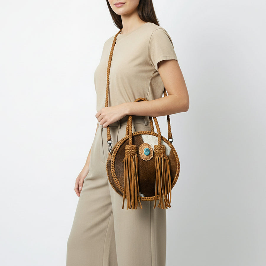 American Darling Canteen Hair-On Genuine Leather Women Bag Western Handbag Purse