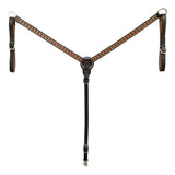 BAR H EQUINE W. Handtooled Leather H. Headstall & Breast Collar Set – by Hilason – Cowboy and equestrian accessories