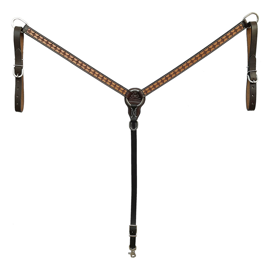 BAR H EQUINE Western Handtooled Leather Horse Breast Collar Tack - Uhorse