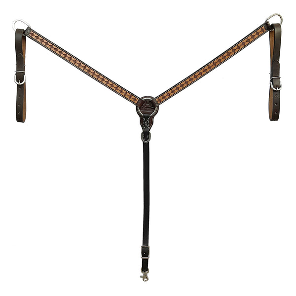 BAR H EQUINE Western Handtooled Leather Horse Headstall and Breast Collar Set - Uhorse