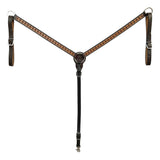 BAR H EQUINE Western Handtooled Leather Horse Headstall and Breast Collar Set - Uhorse