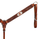 BAR H EQUINE Western Handtooled Leather Horse Headstall & Breast Collar Set