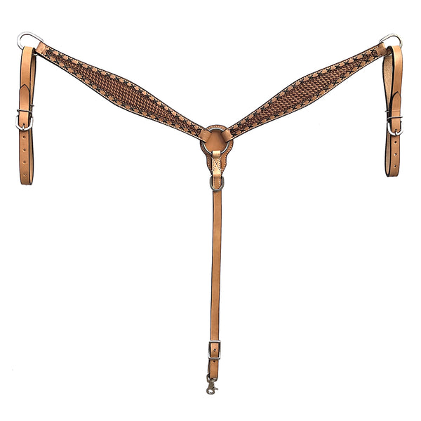 BAR H EQUINE Western Handtooled Leather Horse Headstall and Breast Collar Set - Uhorse