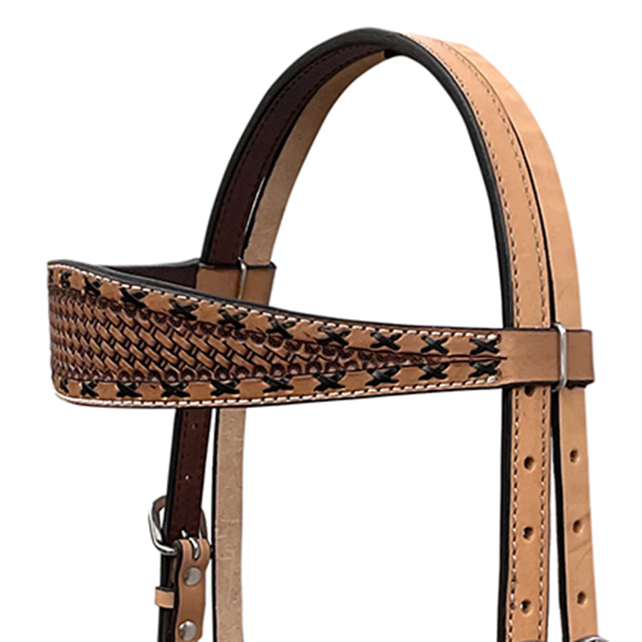 BAR H EQUINE Western Handtooled Leather Horse Headstall & Breast Collar Set | Tack