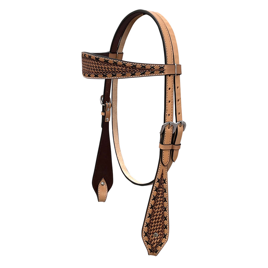 BAR H EQUINE Western Handtooled Genuine Leather Horse Headstall Tack - Uhorse