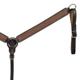 BAR H EQUINE Western Handtooled Leather Horse Headstall & Breast Collar Set