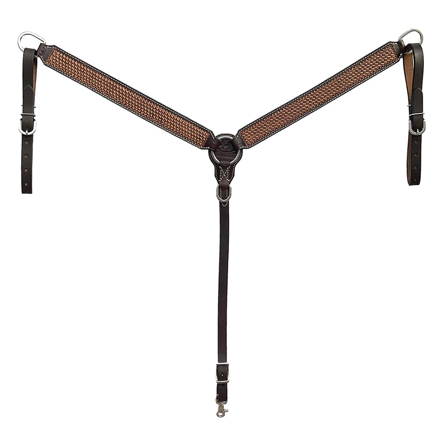 BAR H EQUINE Western Handtooled Leather Horse Headstall and Breast Collar Set - Uhorse
