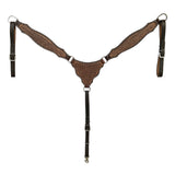 BAR H EQUINE Western Handtooled Leather Horse Headstall & Breast Collar Set