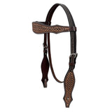 BAR H EQUINE Western Handtooled Leather Horse Headstall & Breast Collar Set