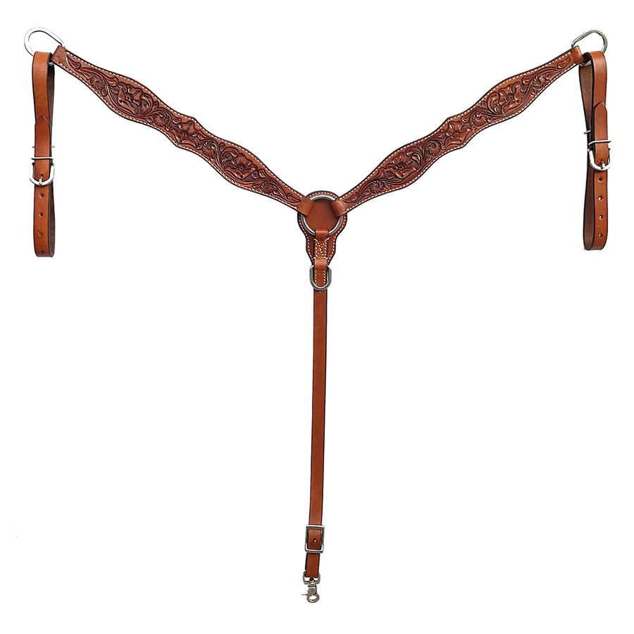 BAR H EQUINE Western Handtooled Leather Horse Breast Collar Tack - Uhorse