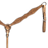 BAR H EQUINE Western Handtooled Leather Horse Headstall & Breast Collar Set