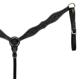 BAR H EQUINE Western Handtooled Leather Horse Headstall & Breast Collar Set