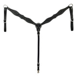 BAR H EQUINE Western Handtooled Leather Horse Headstall and Breast Collar Set - Uhorse