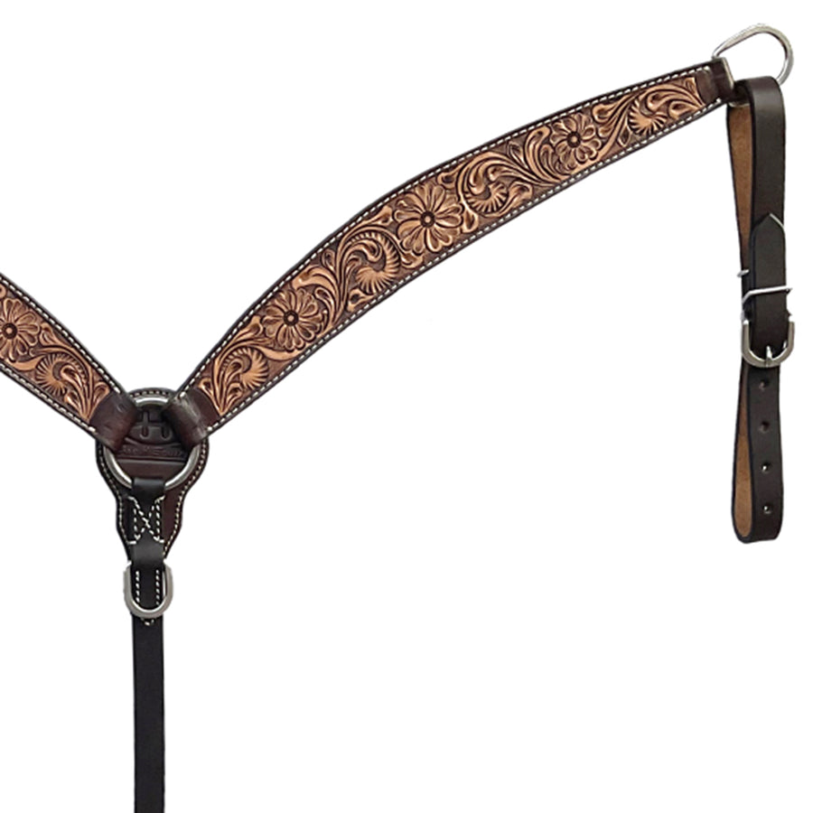 BAR H EQUINE Western Handtooled Leather Horse Headstall & Breast Collar Set | Tack