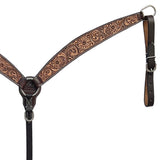 BAR H EQUINE Western Handtooled Leather Horse Headstall & Breast Collar Set