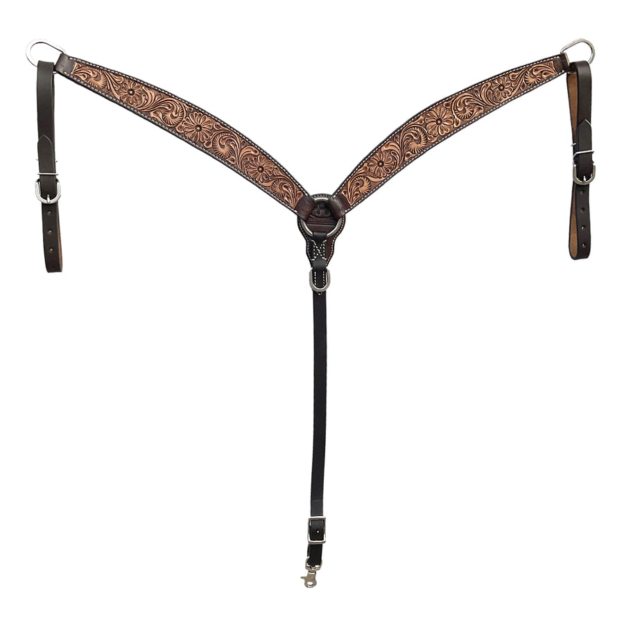BAR H EQUINE Western Handtooled Leather Horse Breast Collar Tack - Uhorse