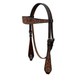 BAR H EQUINE Western Handtooled Leather Horse Headstall & Breast Collar Set