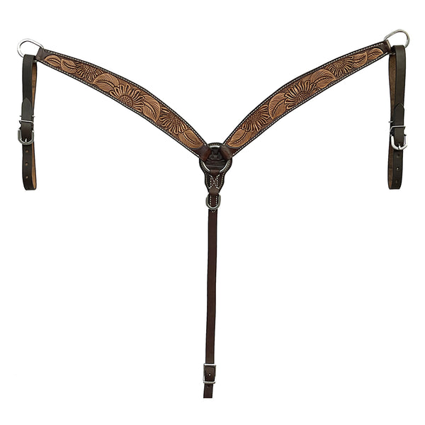 BAR H EQUINE Western Handtooled Leather Horse Headstall and Breast Collar Set - Uhorse