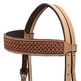 BAR H EQUINE Western Handtooled Leather Horse Headstall & Breast Collar Set