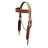 BAR H EQUINE Western Handtooled Leather Horse Headstall & Breast Collar Set